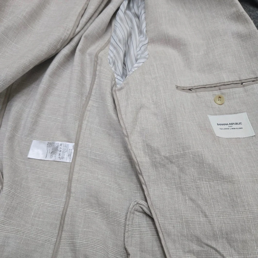 Banana Republic Linen Blend Blazer Mens 42S Coastal Quiet Luxury Wedding Preppy